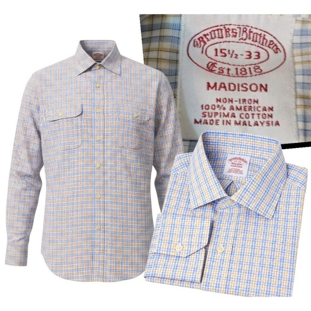 Brooks Brothers Madison Non Iron American Supima Dress Shirt Mens 15 1/2 33 M